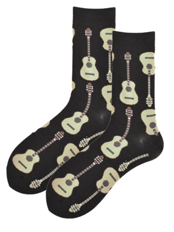 Men's Leisure Socks Guitar Design with Slight Elasticity