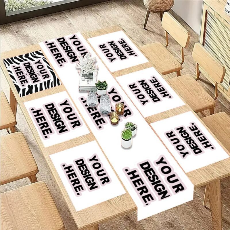 Custom Design 7 Pieces Table Runner and Placemats Set (Made in USA)