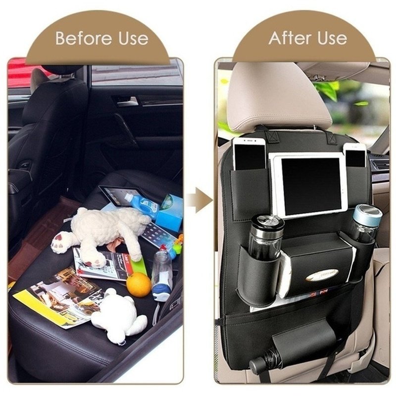 Auto Car Seat Back Multi-Pocket Foldable Storage Organization Car Bag