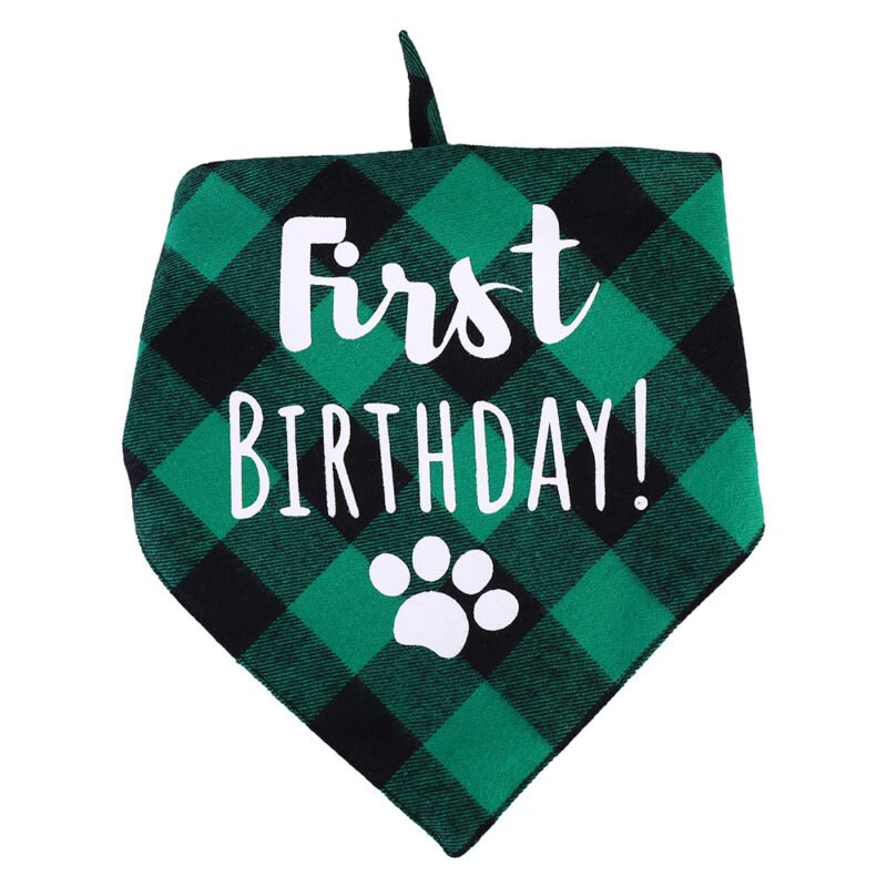 Plaid Check Birthday Dog Bandana Triangle Scarf for Pets, Perfect for Puppy Party Photos